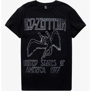Led Zeppelin Short Sleeve Graphic Crewneck T-Shirt band tee - Black size S